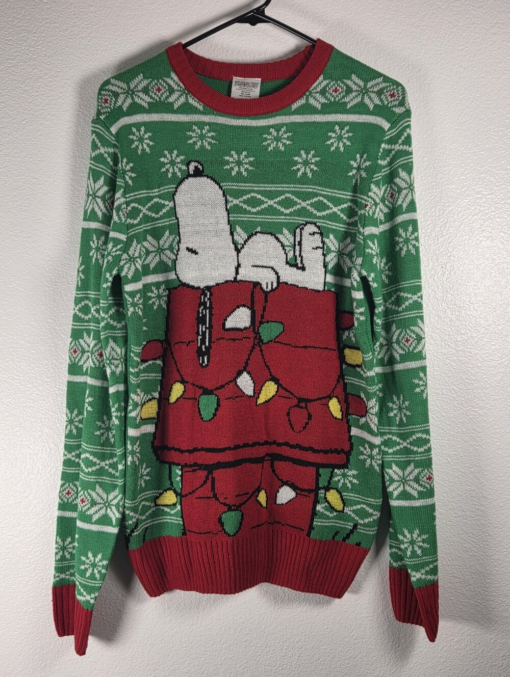 Peanuts Green & Red Snoopy Holiday Sweater